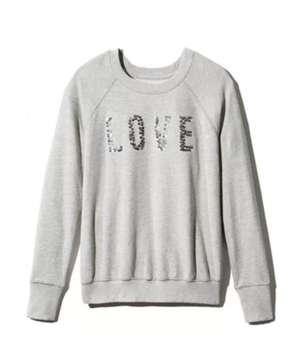 Sundry Women’s Love Embellished Sweatshirt, Gray Size 2